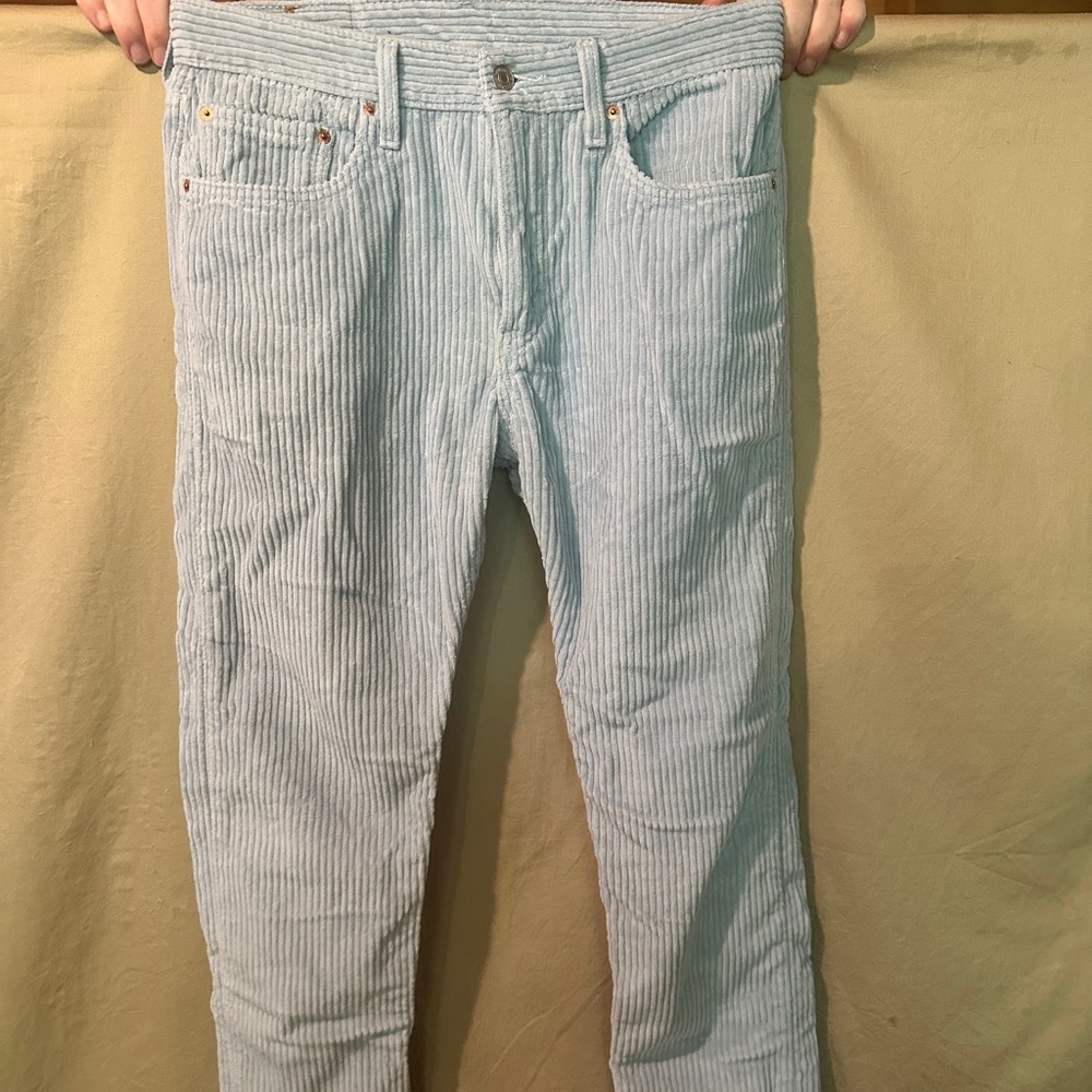 Men’s 514 Levi’s Wide Corduroy—32x30–Baby Blue-Worn 2x